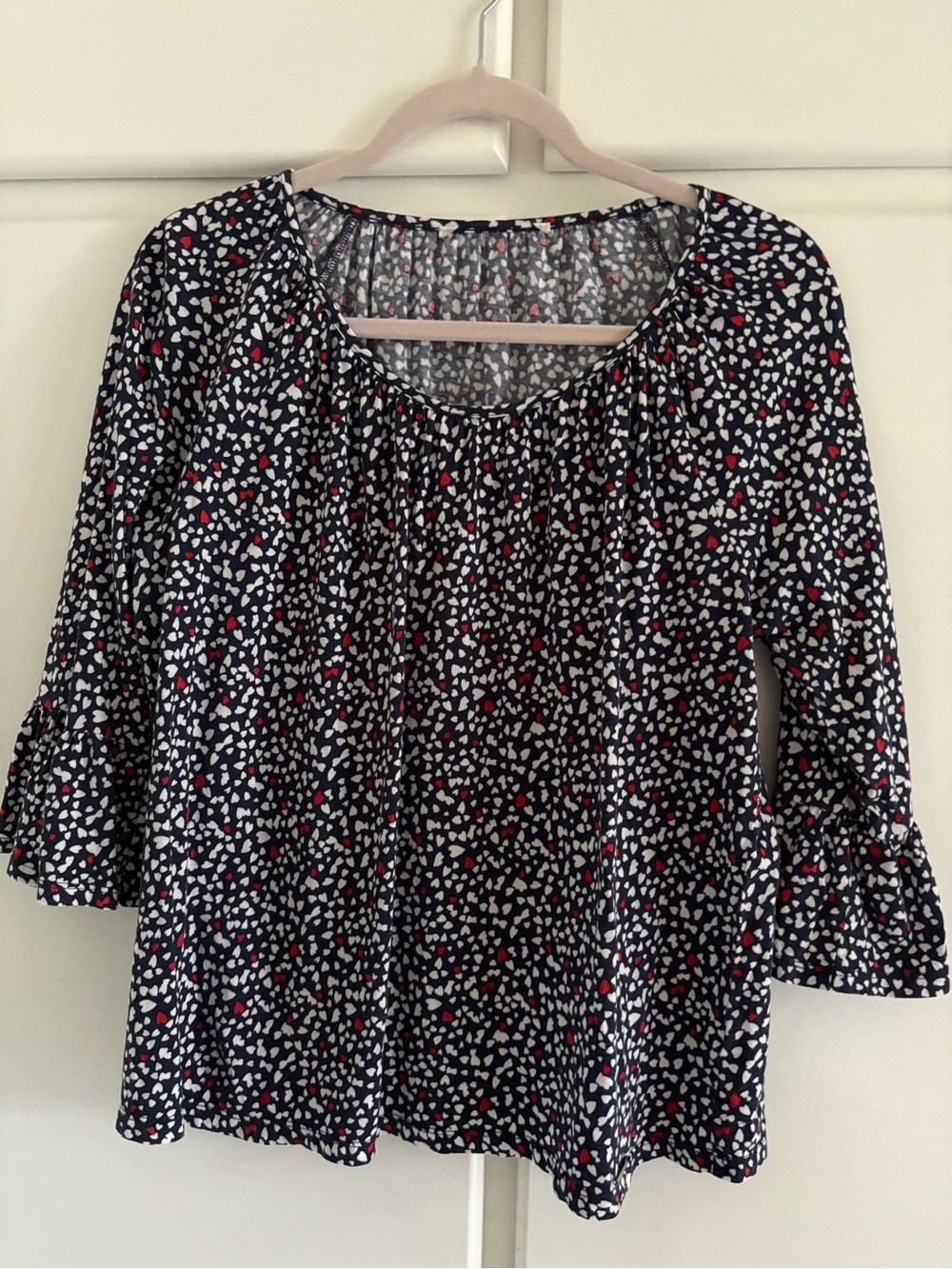 Michael Kors Navy Scatter Heart Blouse - Red & White Hearts